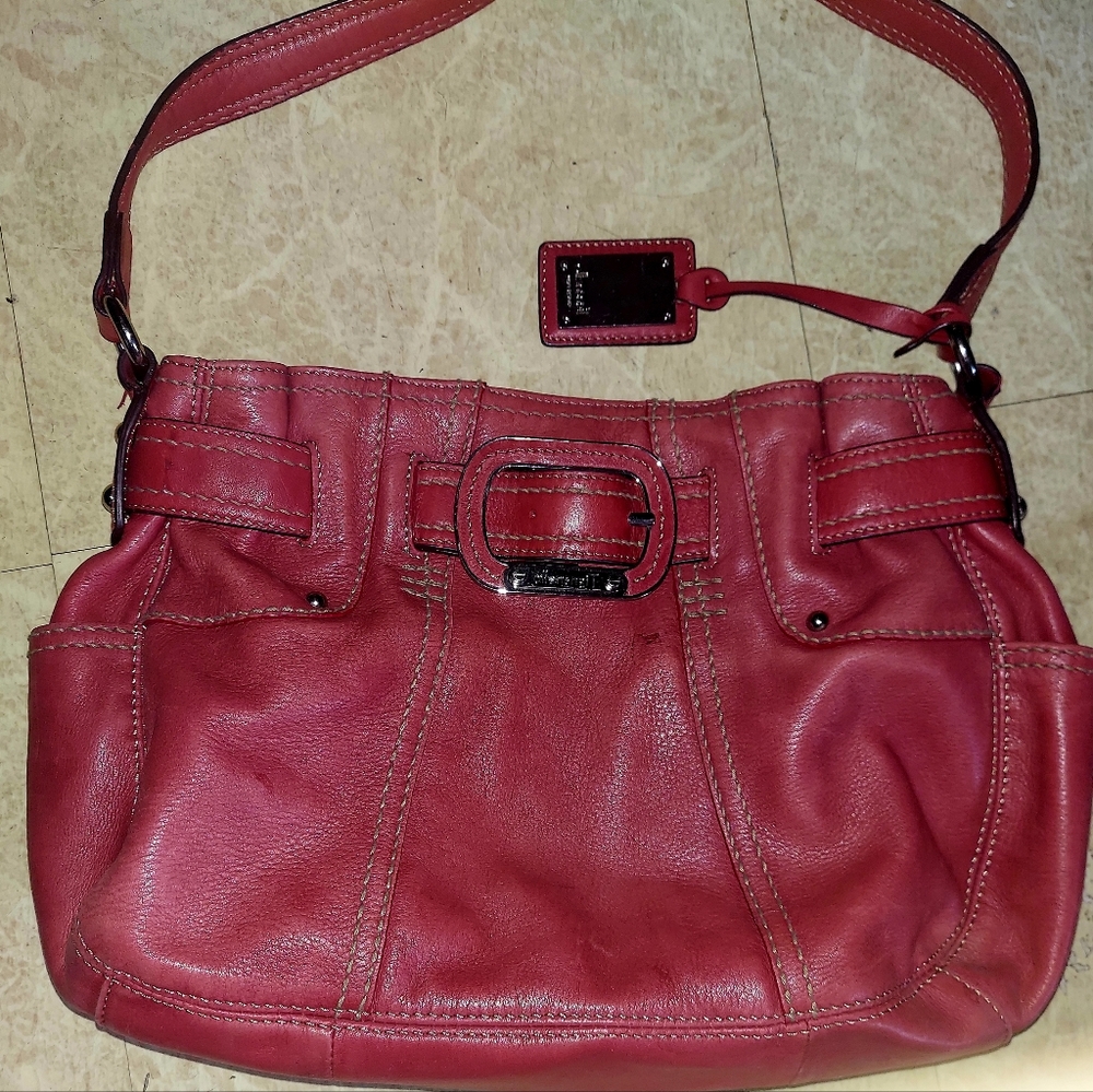 Tignanell red leather purse handbag, shoulder bag